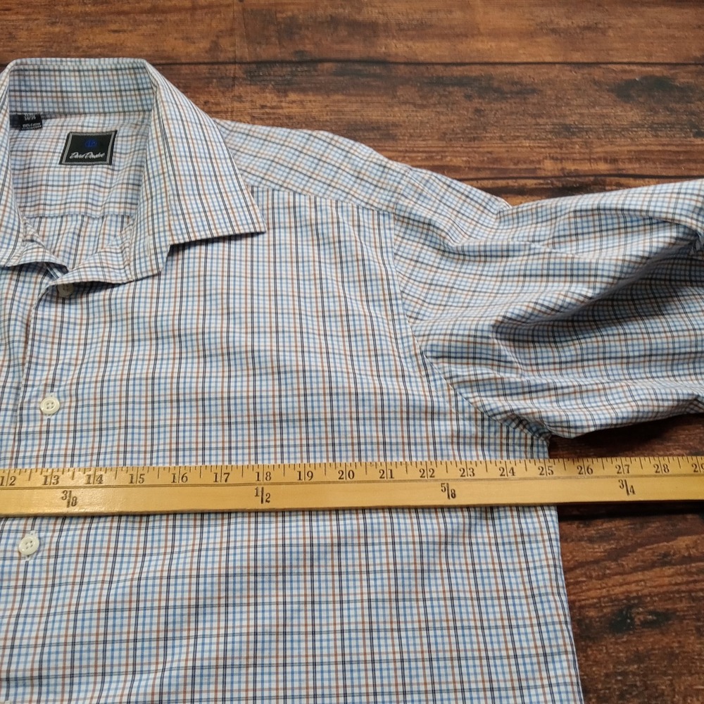David Donahue Long Sleeve Button Up Shirt Men's 34/35 Blue - Picture 8 of 10
